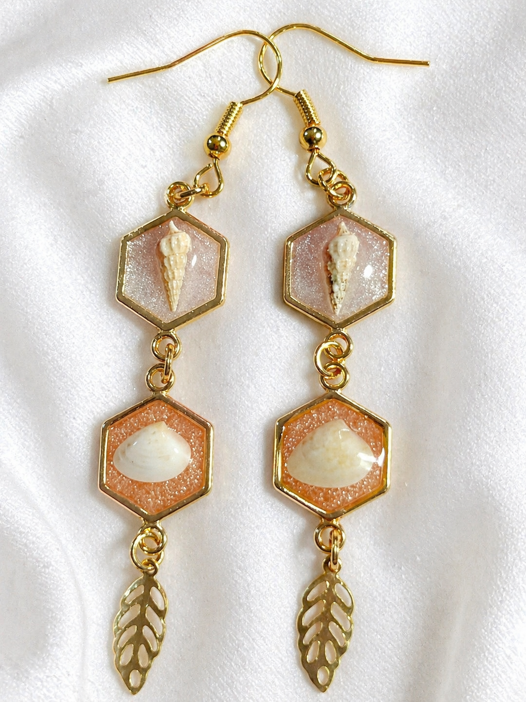 Golden Coastal Shell Drop Earrings