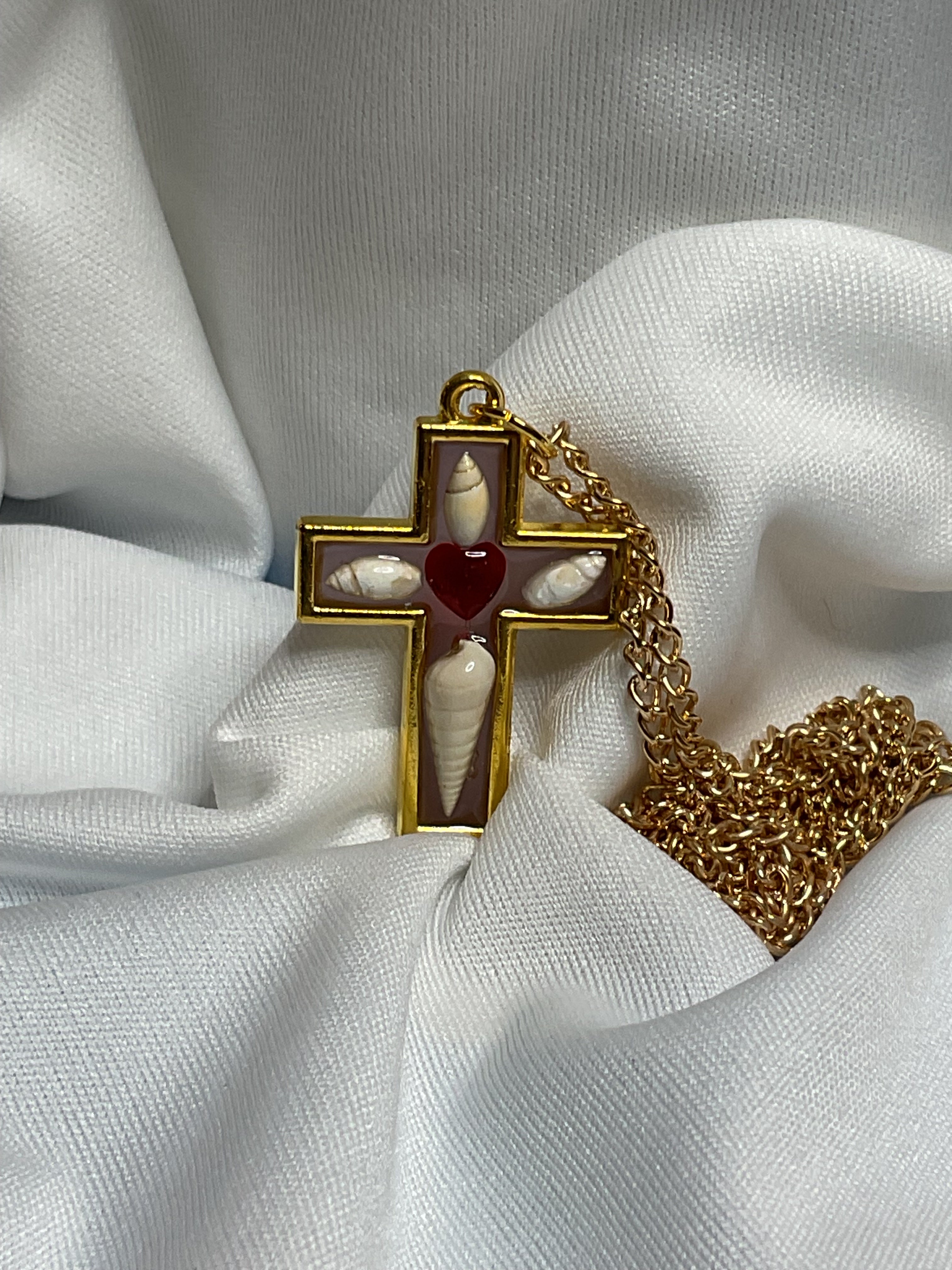 Gold Coastal Heart Cross