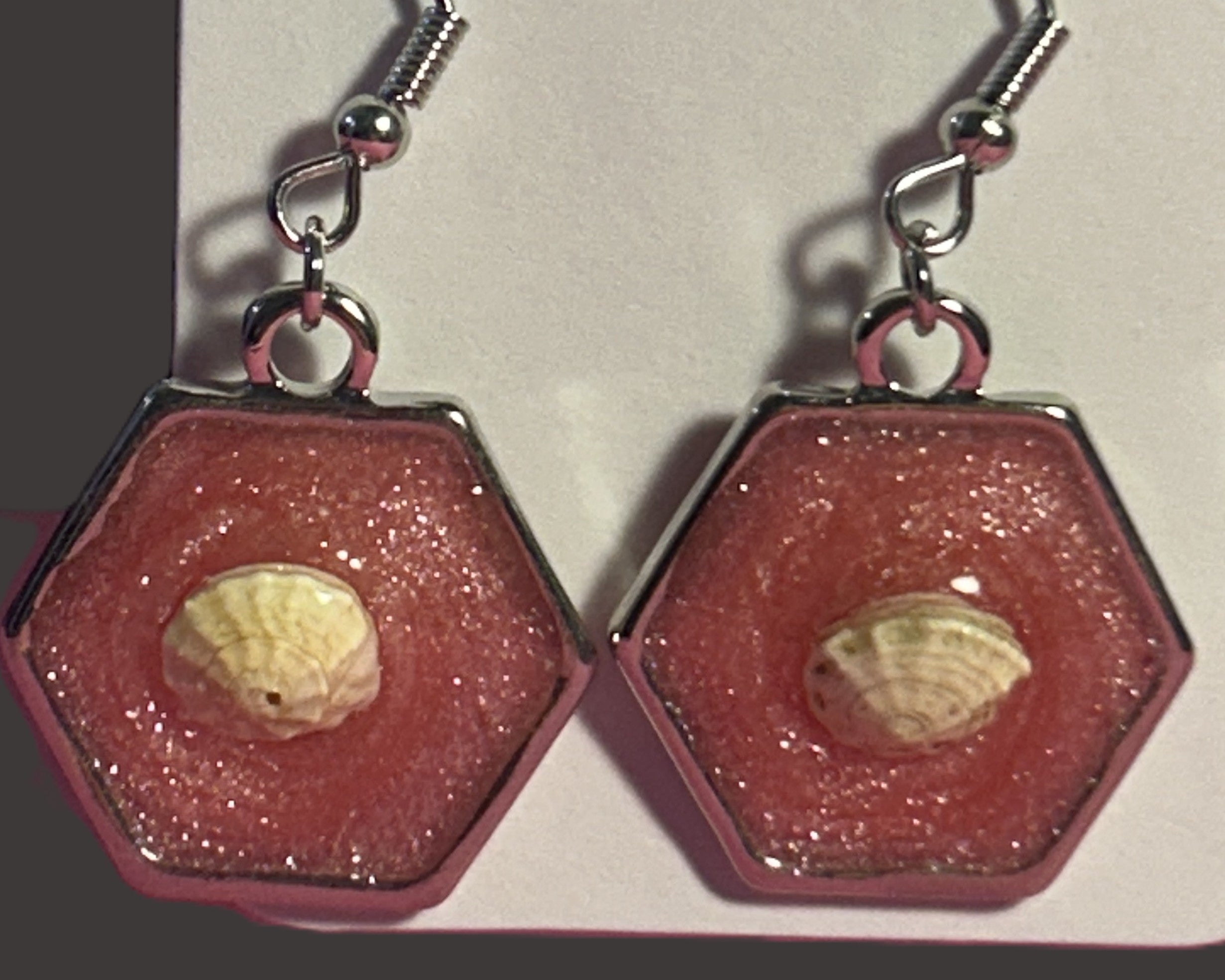 Rose Tide Hexagon Earrings