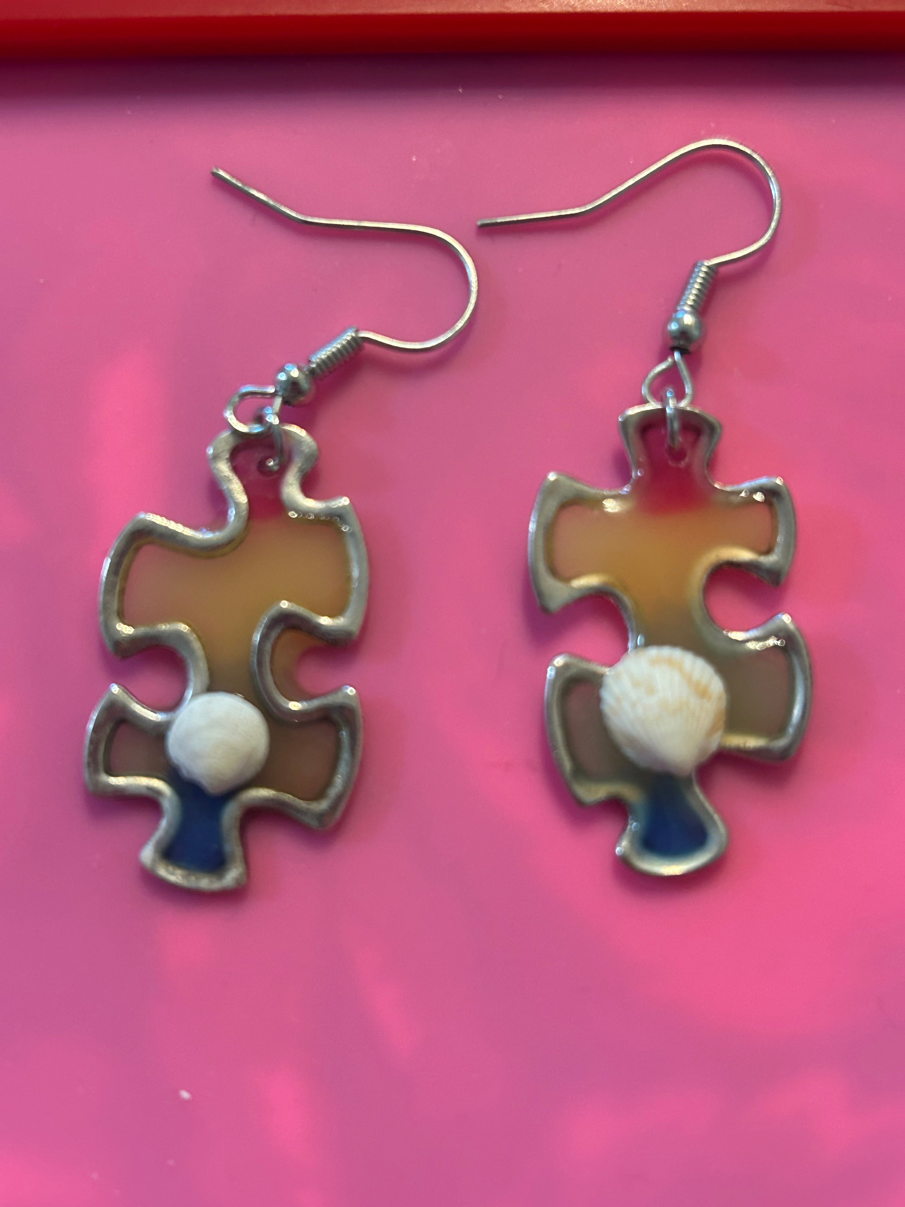 Coastal Hope Puzzle Piece Earrings