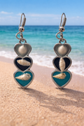 Ocean Love Triple Heart Shell Earrings